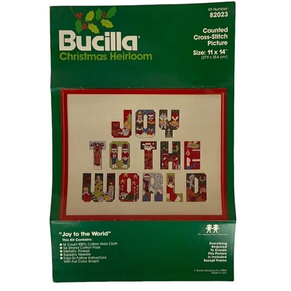 Bucilla 82023 Cross Stitch Kit Joy to the World Christmas Holiday Craft 11x14 - Picture 1 of 6